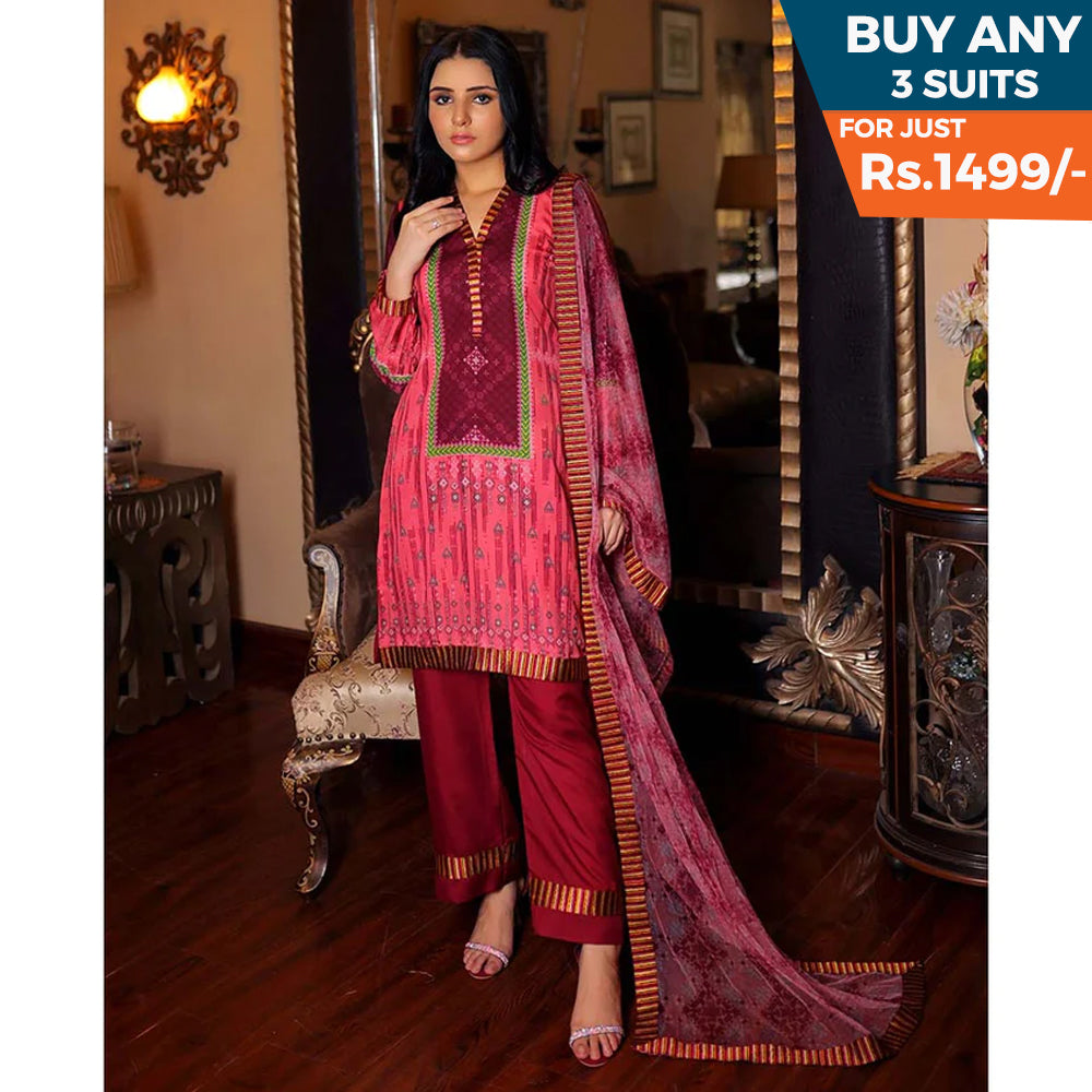Malai Unstitched 3Pcs Suit V1 - NZ-06, Women, 3Pcs Shalwar Suit, Chase Value, Chase Value