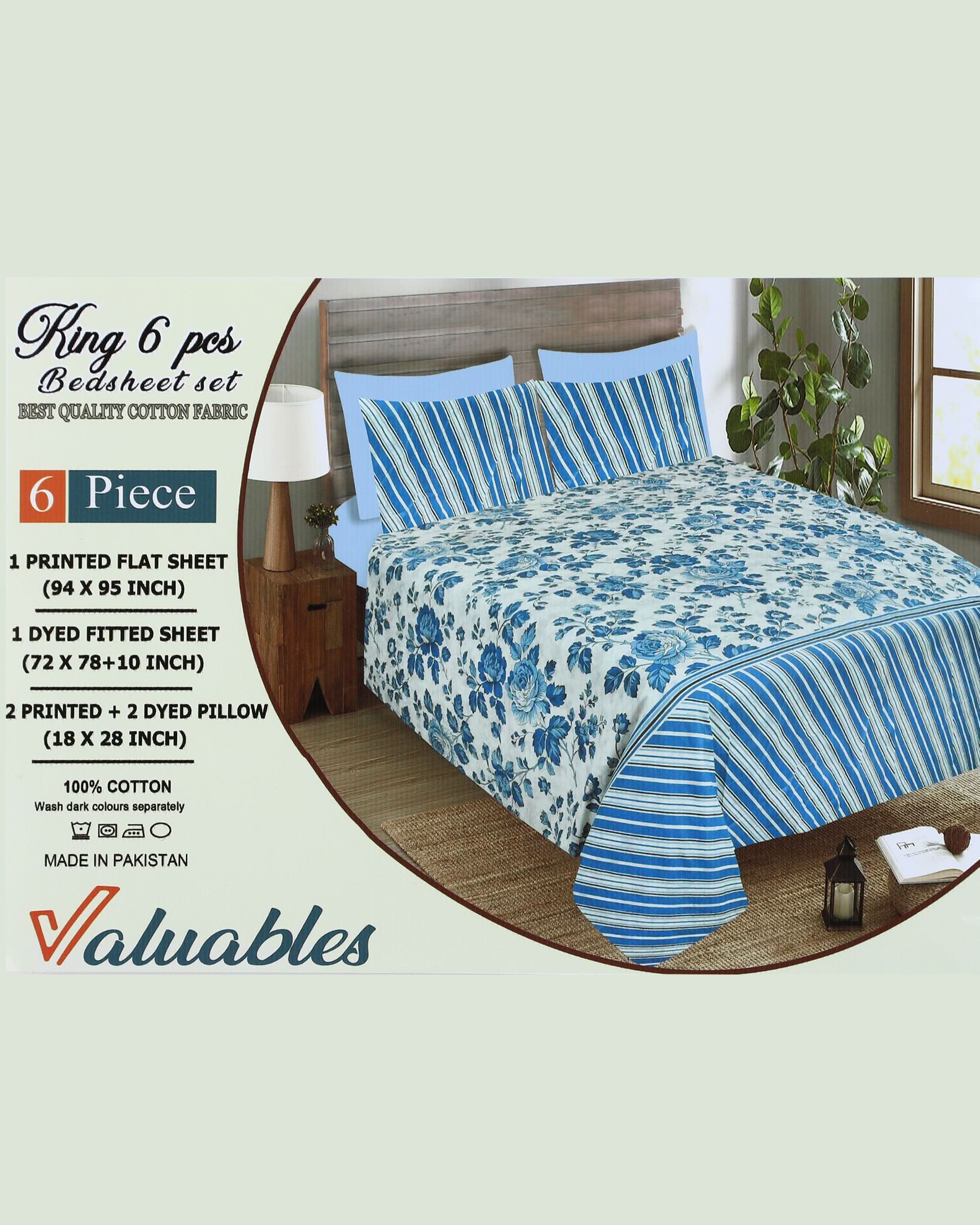 Valuables King Size 6 Pcs Combo Set, King Size Bed Sheet, Chase Value, Chase Value