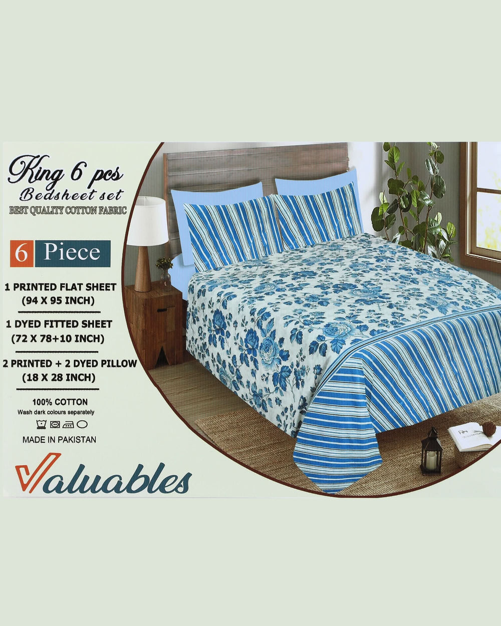 Valuables King Size 6 Pcs Combo Set, King Size Bed Sheet, Chase Value, Chase Value