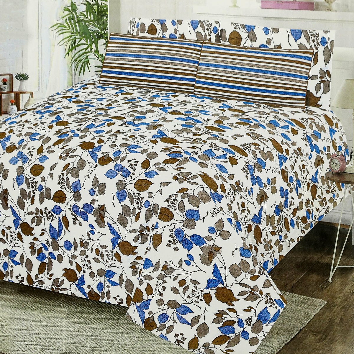 Valuables 5Pcs Bedsheet Set 90*98 - A11, Double Size Bed Sheet, Valuable, Chase Value