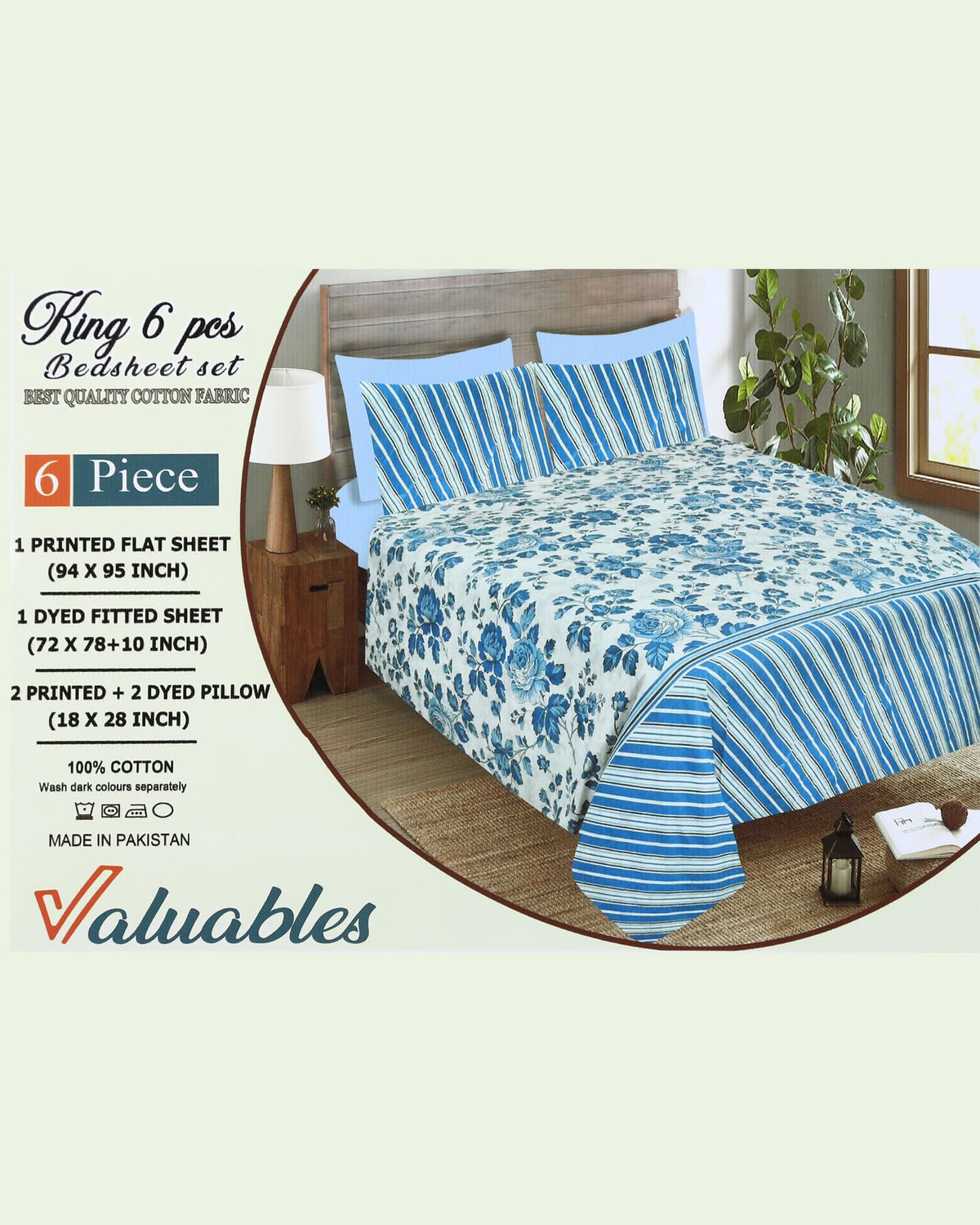 Valuables King Size 6 Pcs Combo Set, King Size Bed Sheet, Chase Value, Chase Value