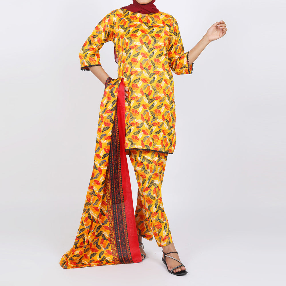 Shataj Febron Wash & Wear Unstitched Printed 3Pcs Suit - A13, Women, 3Pcs Shalwar Suit, Shataj, Chase Value