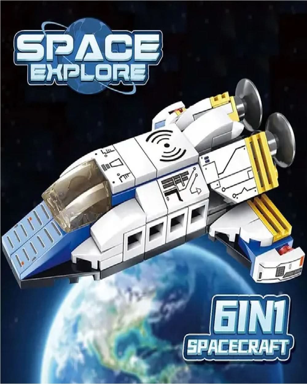 Space Explore Block Set 6-in-1  Spacecraft – 310 PCS, Kids Blocks & Building Toys, Chase Value, Chase Value