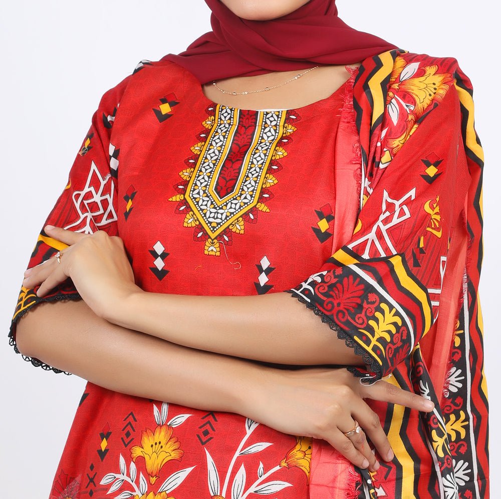 Shataj Febron Wash & Wear Unstitched Printed 3Pcs Suit - A1, Women, 3Pcs Shalwar Suit, Shataj, Chase Value