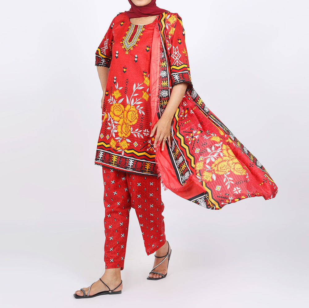Shataj Febron Wash & Wear Unstitched Printed 3Pcs Suit - A1, Women, 3Pcs Shalwar Suit, Shataj, Chase Value