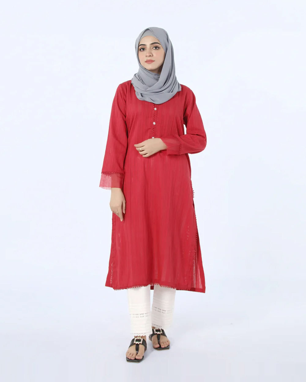 Eminent Striped Kurti-Red, Women Ready Kurtis, Eminent, Chase Value