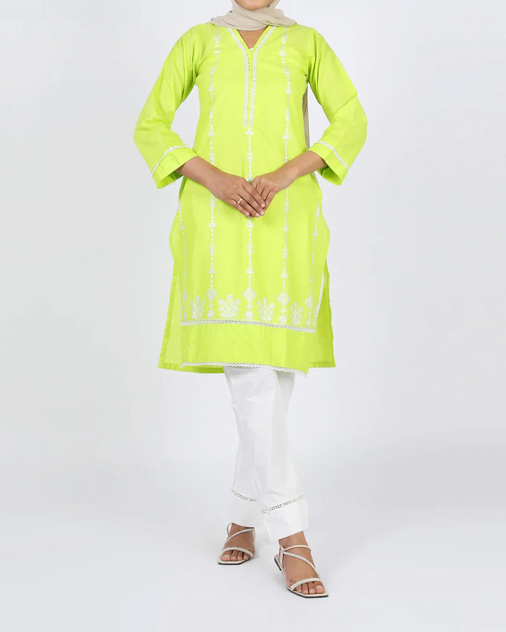 Women's Embroidered Kurti - Highlighter, Women Ready Kurtis, Chase Value, Chase Value