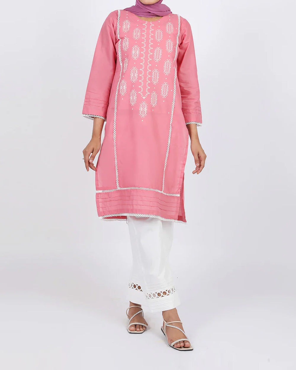 Women's Embroidered Kurti - Peach, Women Ready Kurtis, Chase Value, Chase Value