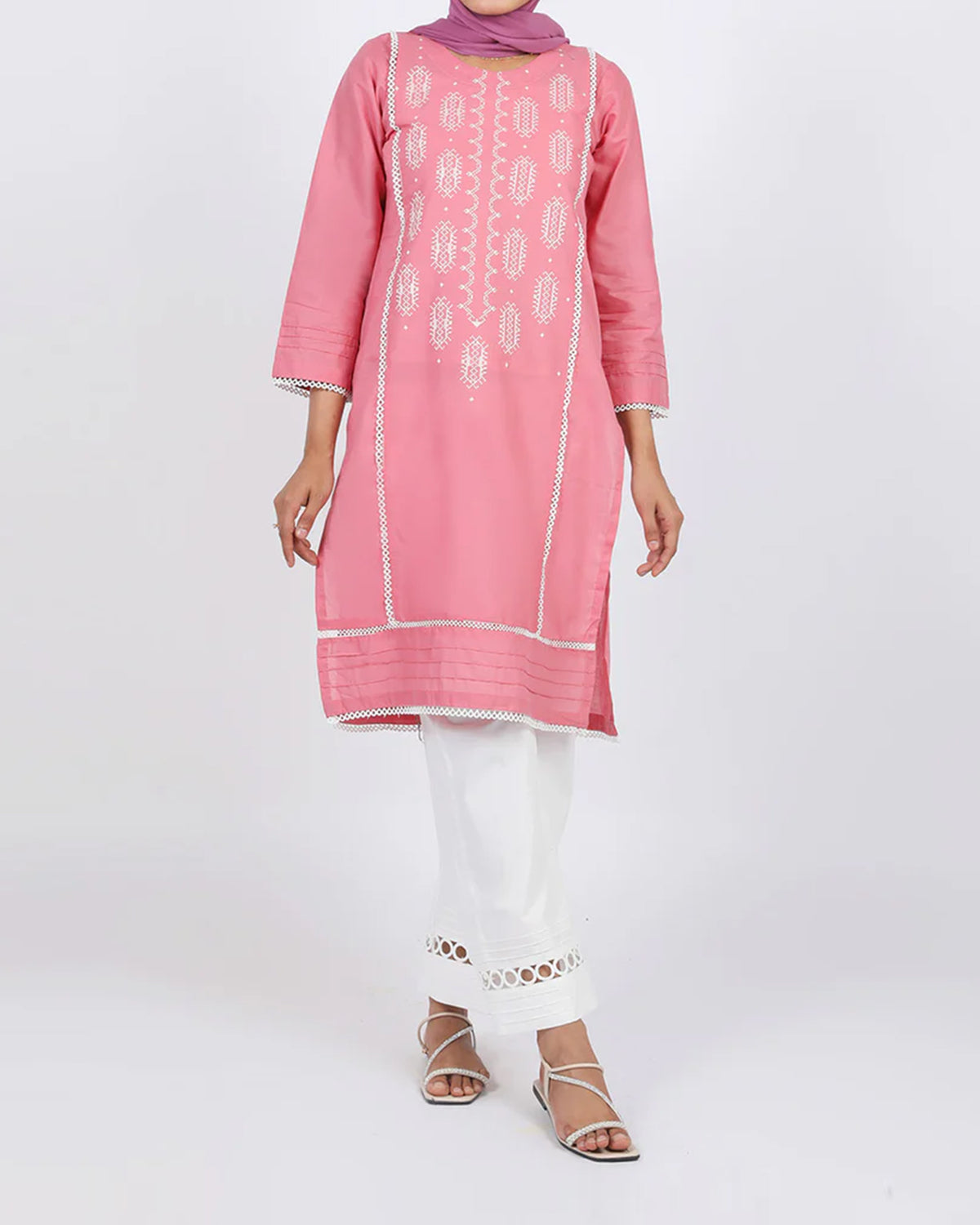 Women's Embroidered Kurti - Peach, Women Ready Kurtis, Chase Value, Chase Value