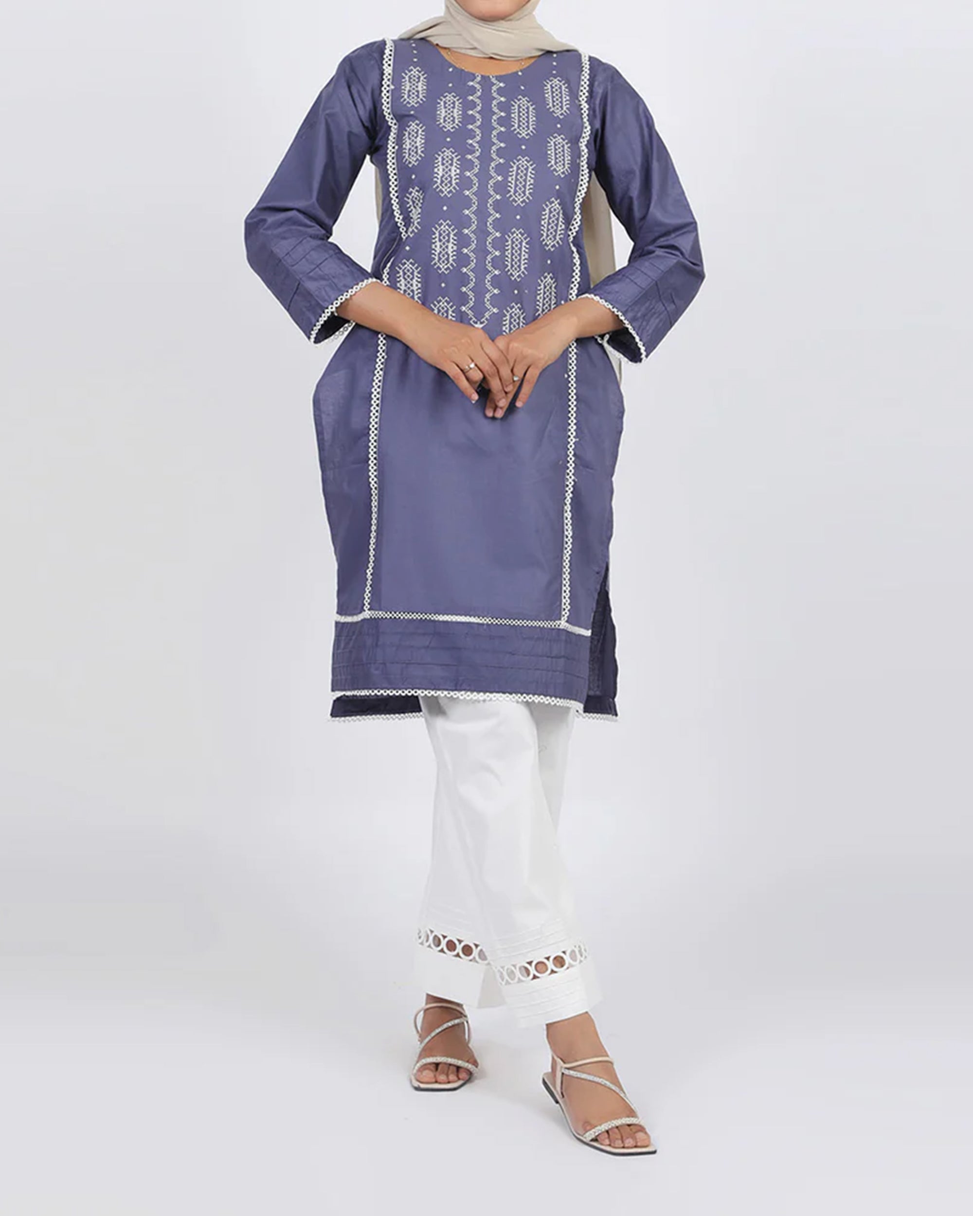 Women's Embroidered Kurti - Light Purple, Women Ready Kurtis, Chase Value, Chase Value