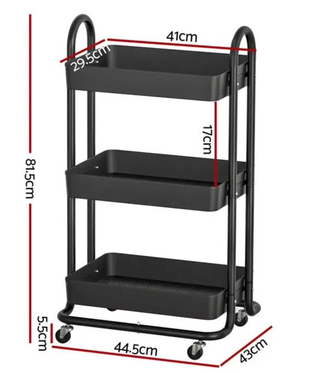 Multifunctional Storage Trolley Rack 3Layer