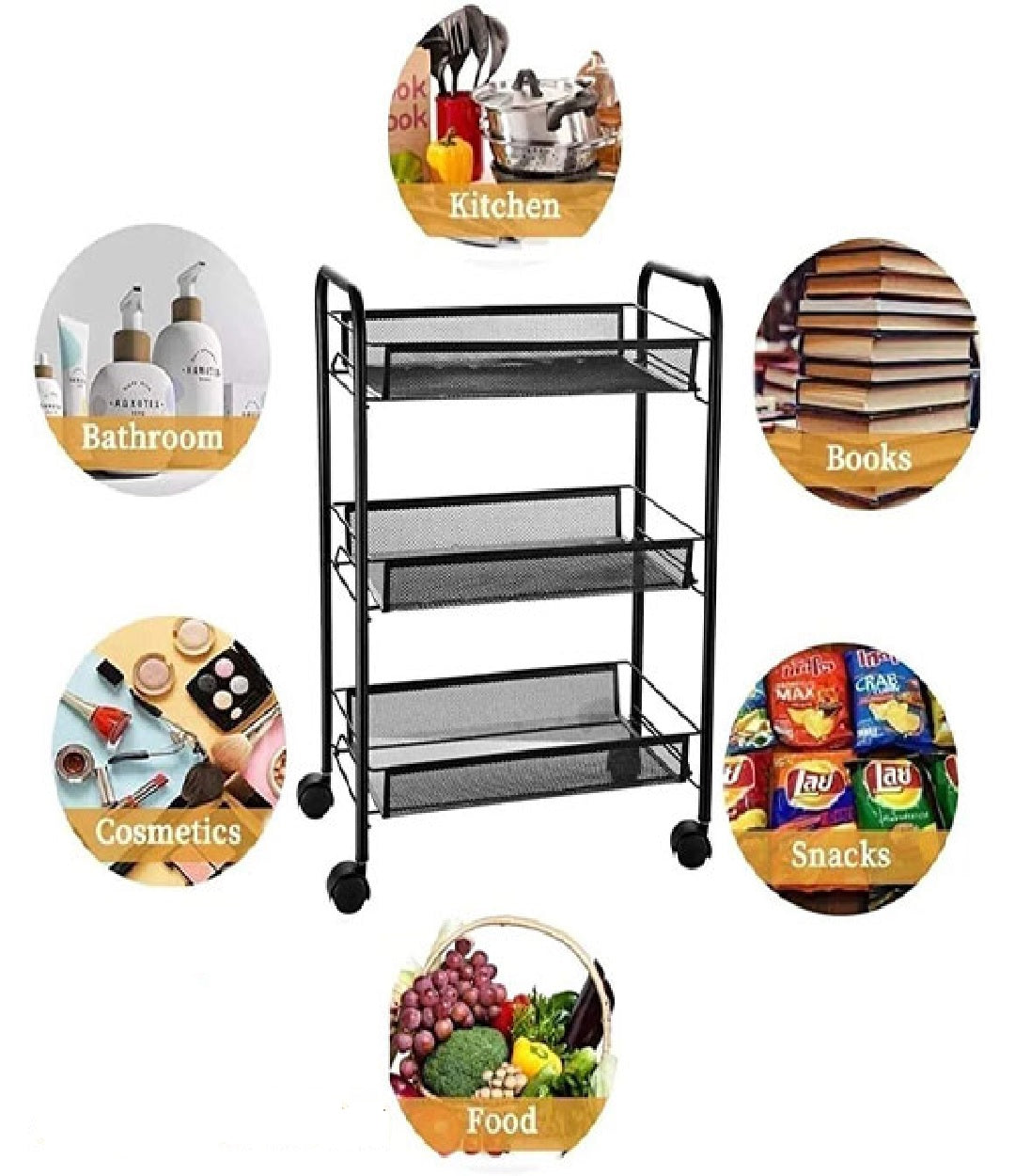 Trolly Metal Square 3 Layer - Black, Dish Rack, Chase Value, Chase Value