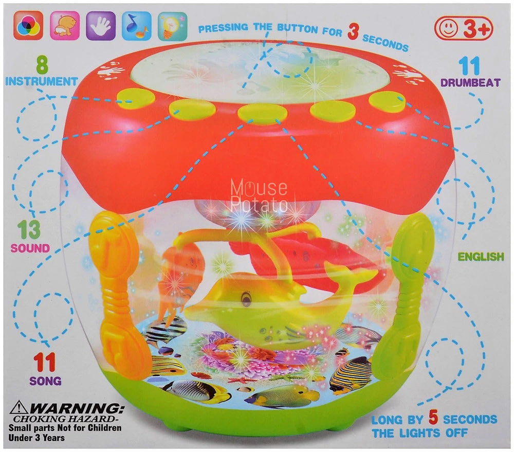Flash Drum with Rotating Lamp Light & Musical Instrument Sounds, Musical Toys, Chase Value, Chase Value