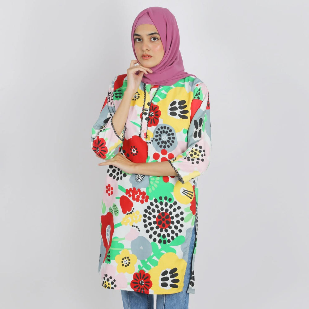 Women's Printed Kurti - Multi Color, Women Ready Kurtis, Chase Value, Chase Value
