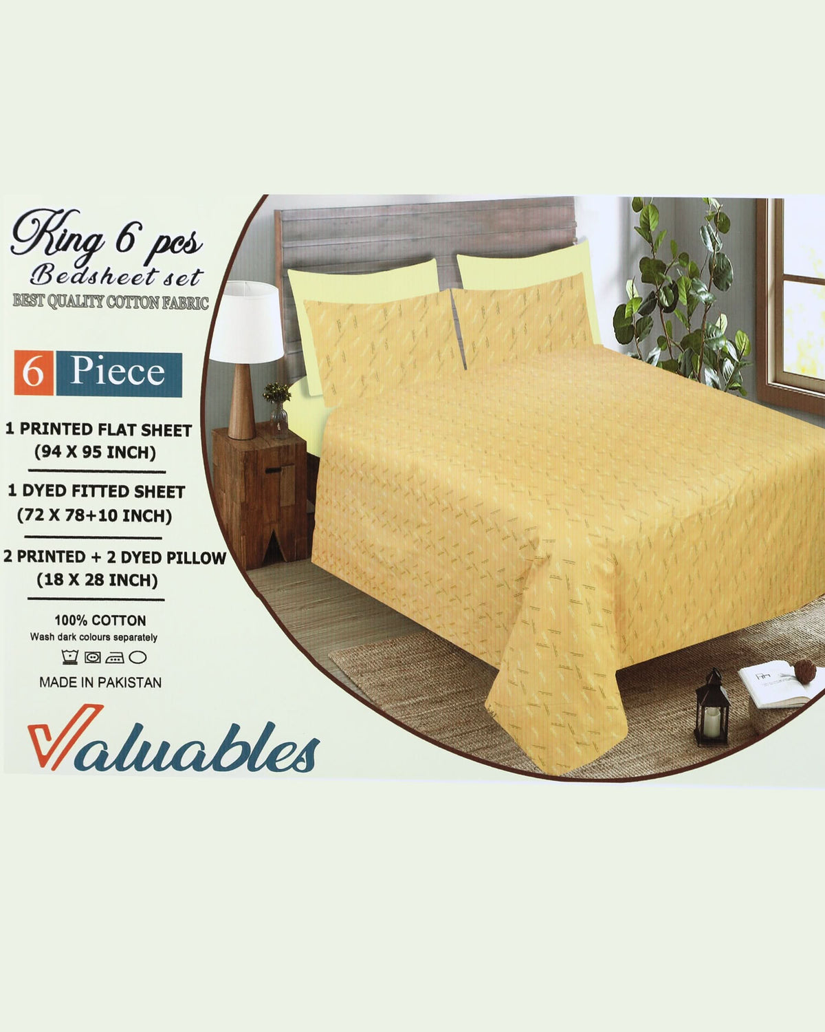 Valuables King Size 6 Pcs Combo Set, King Size Bed Sheet, Chase Value, Chase Value