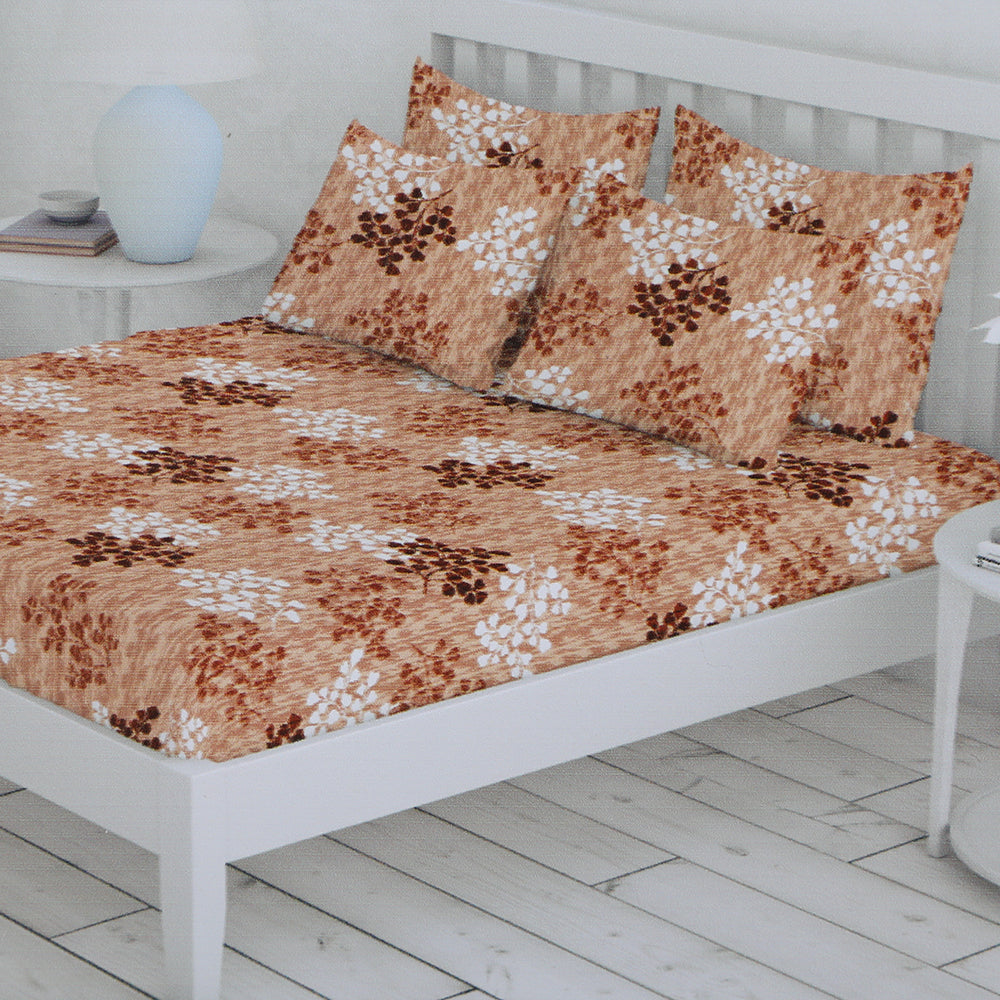 Percale Finish Fitted Sheet with 2 Pillow - Multi Color, Double Size Bed Sheet, Chase Value, Chase Value