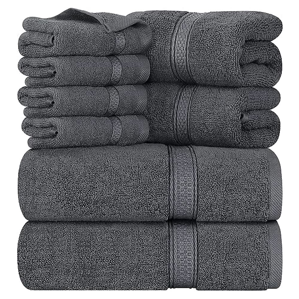 Towel Set 8pcs - Grey, Kitchen Towel, Chase Value, Chase Value