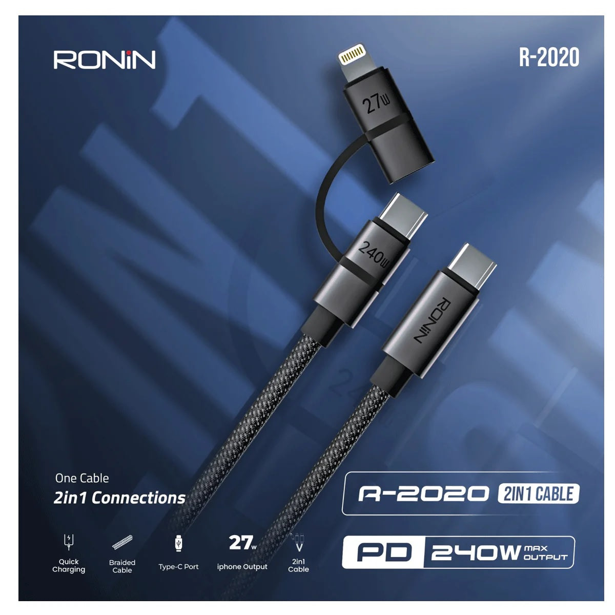 Ronin Data Cable 2-in-1 - R-2020, USB Cables, Chase Value, Chase Value