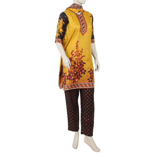 Women's Wash & Wear Unstitched 3pcs Suit - A20