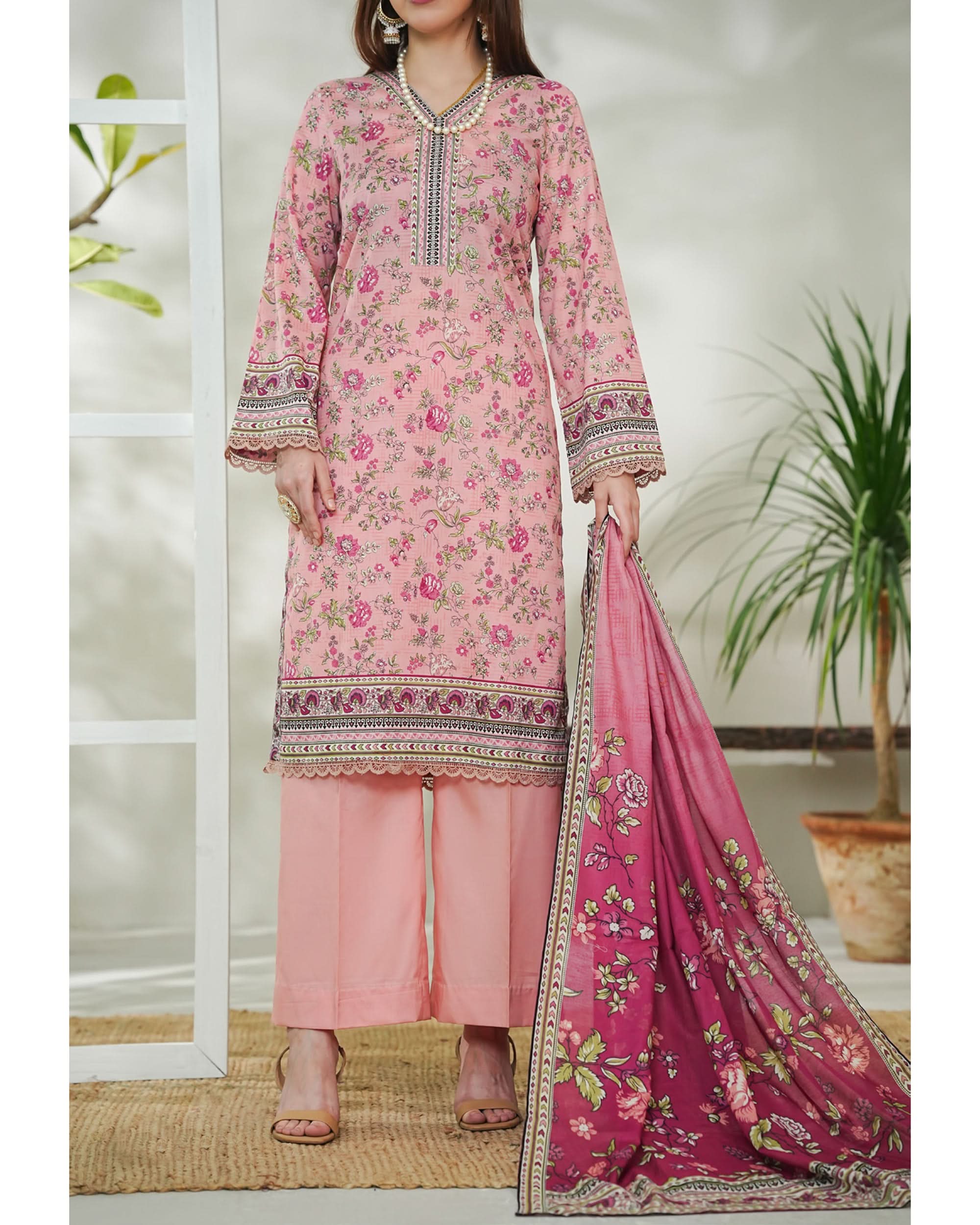 DAMAN By Vs Textile Exclusive Lawn Printed 3-PCS Unstiched Suit - 736, Women, 3Pcs Shalwar Suit, Chase Value, Chase Value