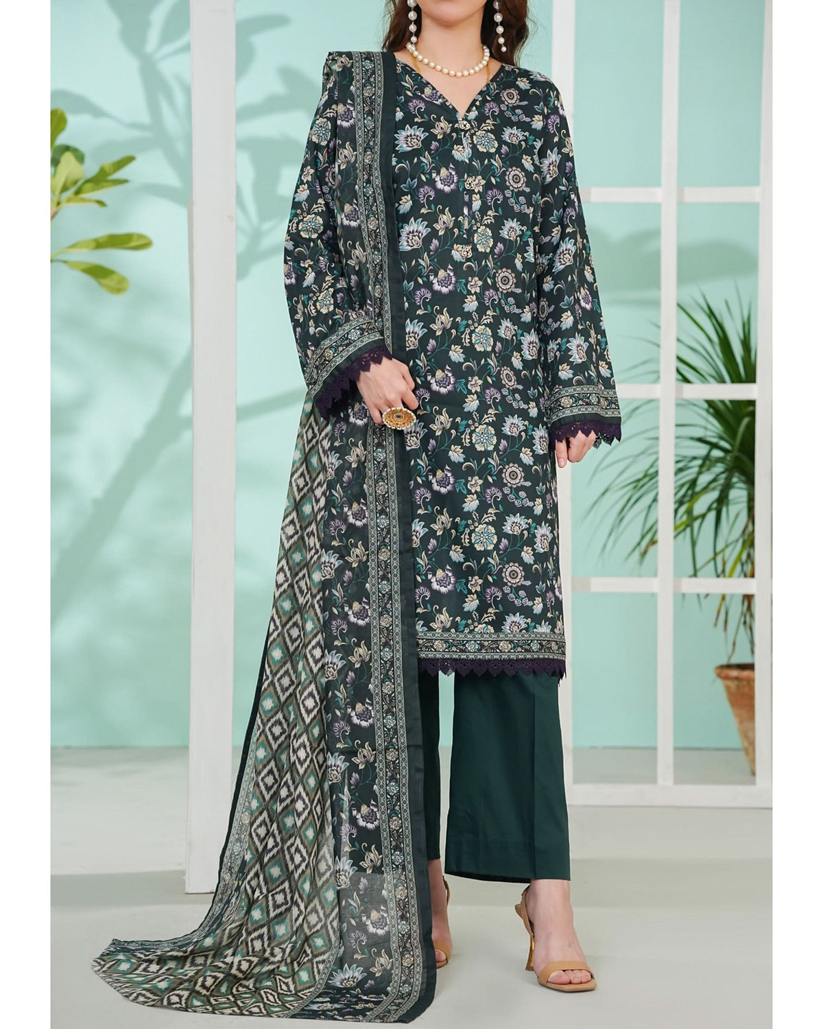 DAMAN By Vs Textile Exclusive Lawn Printed 3-PCS Unstitched Suit - 803, Women, 3Pcs Shalwar Suit, Chase Value, Chase Value