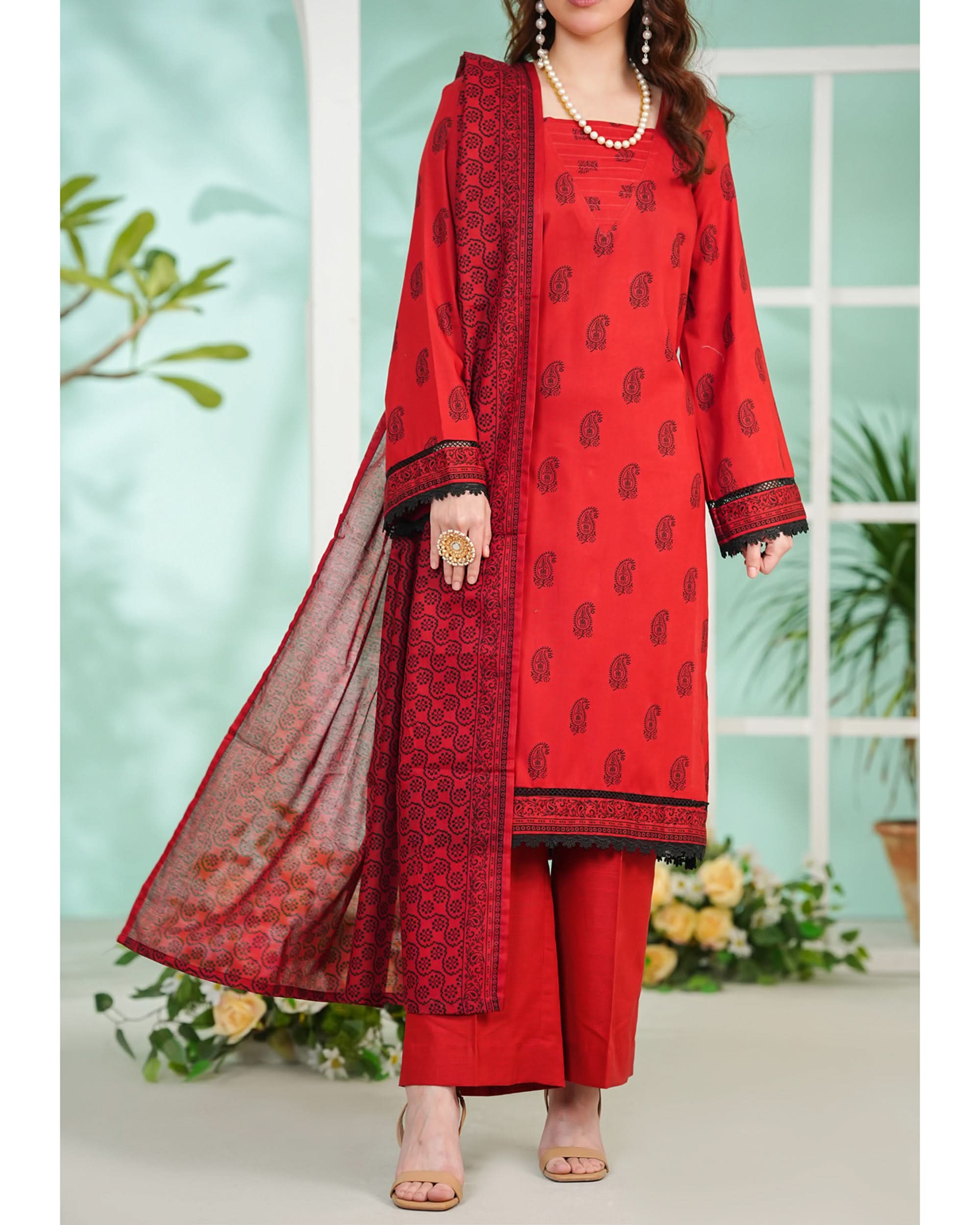 DAMAN By Vs Textile Exclusive Lawn Printed 3-PCS Unstitched Suit - 807, Women, 3Pcs Shalwar Suit, Chase Value, Chase Value