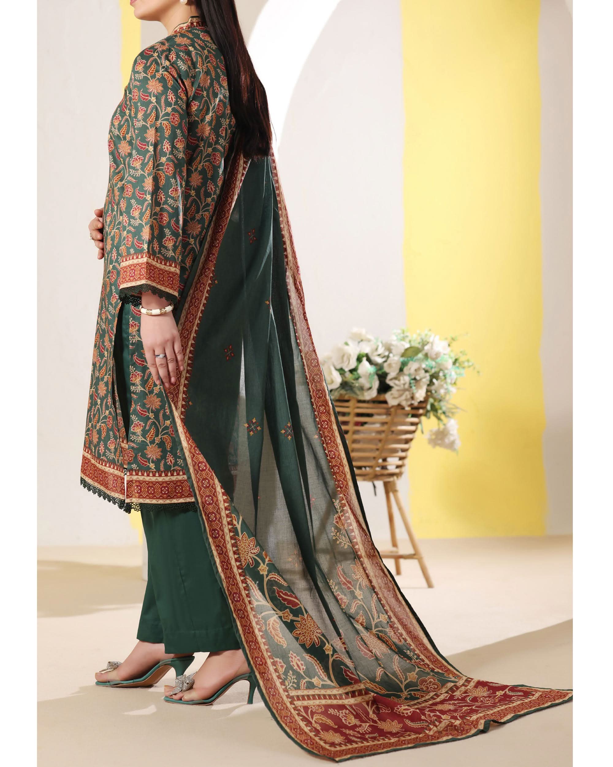 DAMAN Exclusive Lawn Printed 3-Piece Suit By VS Textile V-4, Women, 3Pcs Shalwar Suit, Chase Value, Chase Value