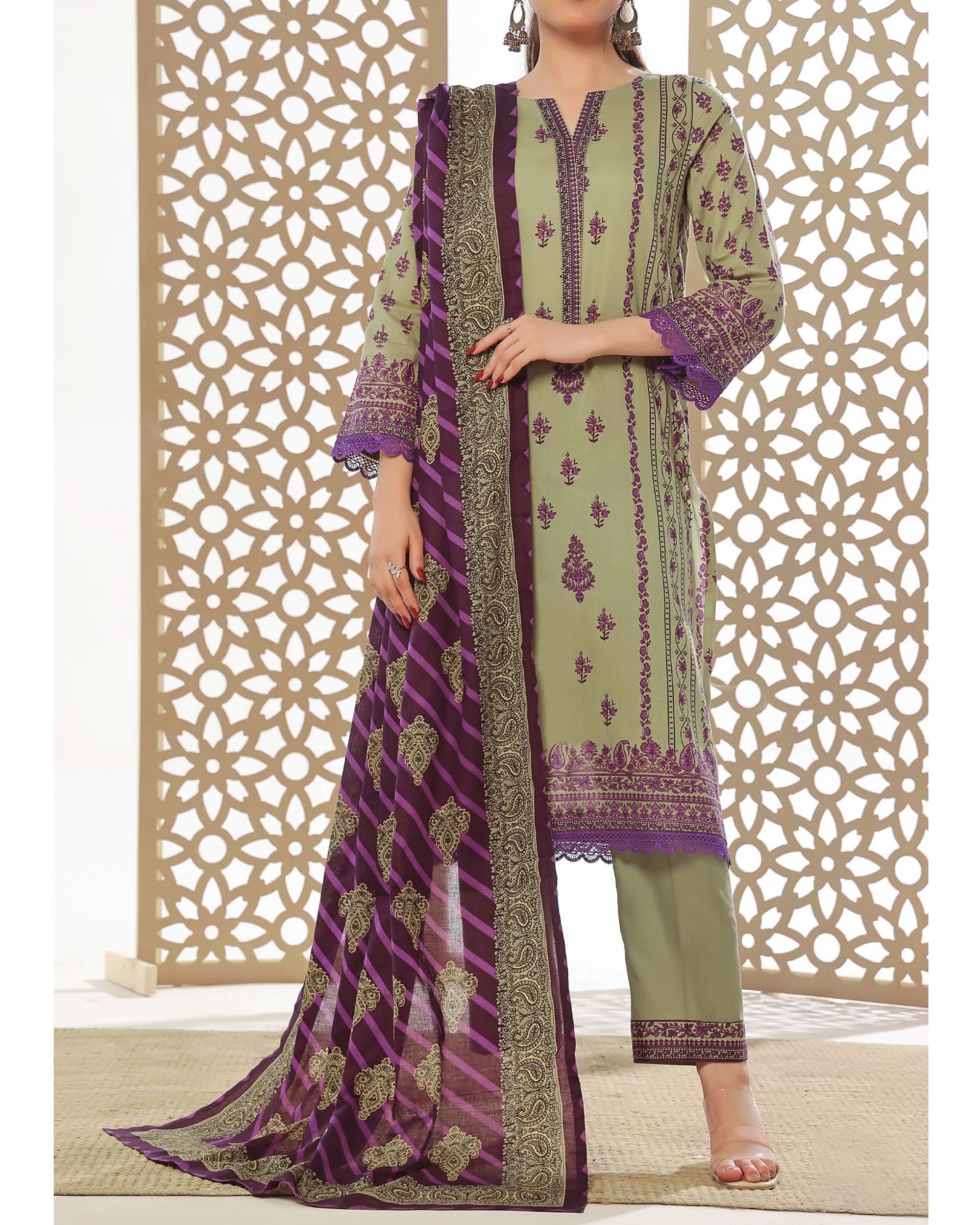 DAMAN Exclusive Lawn Printed 3-Piece Suit By VS Textile V-4, Women, 3Pcs Shalwar Suit, Chase Value, Chase Value