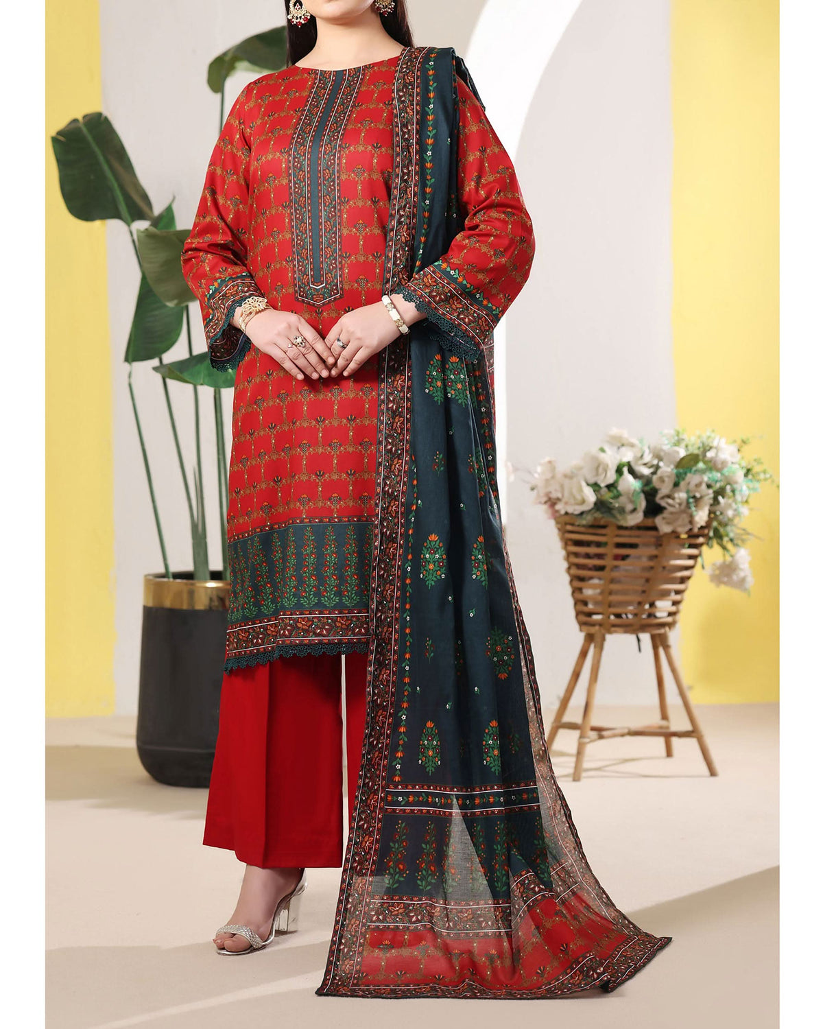 DAMAN Exclusive Lawn Printed 3-Piece Suit By VS Textile V-4, Women, 3Pcs Shalwar Suit, Chase Value, Chase Value
