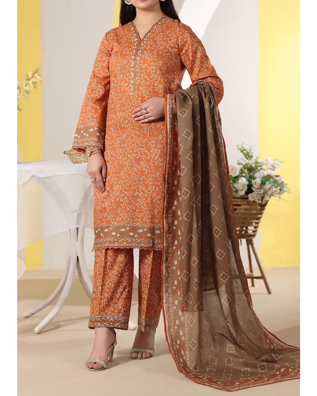 DAMAN Exclusive Lawn Printed 3-Piece Suit By VS Textile V-4, Women, 3Pcs Shalwar Suit, Chase Value, Chase Value