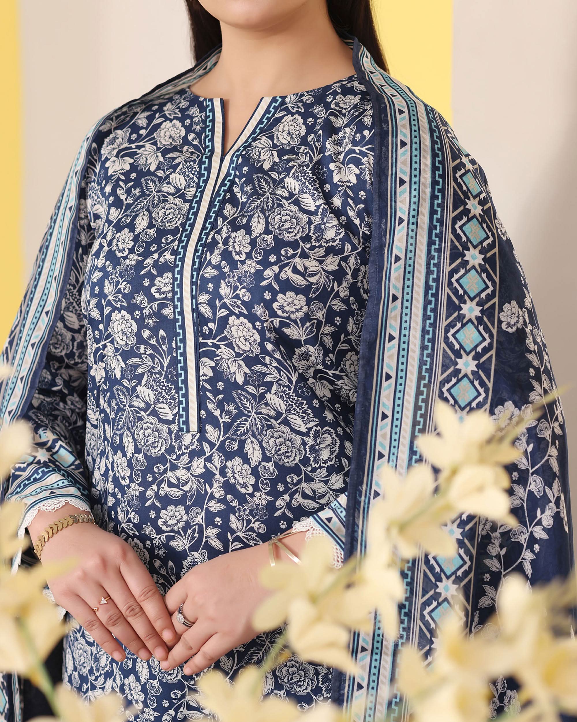 DAMAN Exclusive Lawn Printed 3-Piece Suit By VS Textile V-4, Done, Chase Value, Chase Value