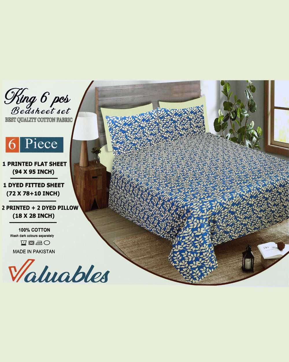 Valuables King Size 6 Pcs Combo Set, King Size Bed Sheet, Chase Value, Chase Value