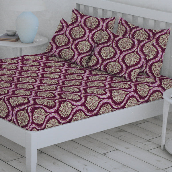 Percale Finish Fitted Sheet with 2 Pillow - Multi Color
