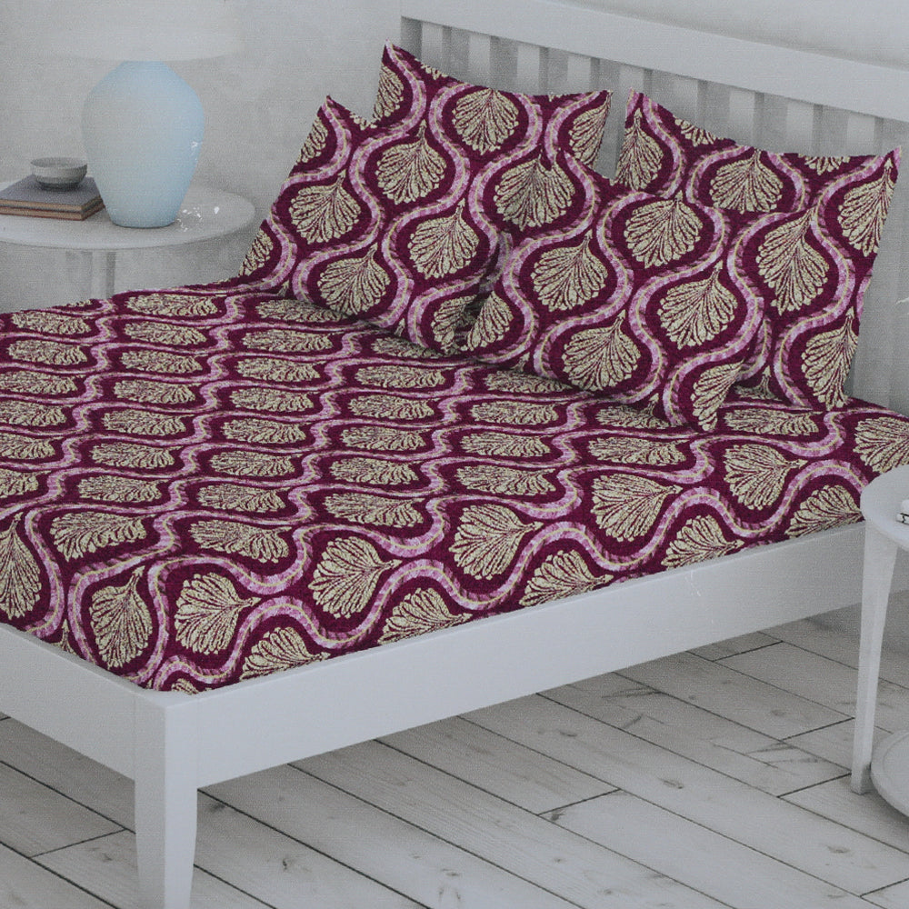 Percale Finish Fitted Sheet with 2 Pillow - Multi Color, Double Size Bed Sheet, Chase Value, Chase Value