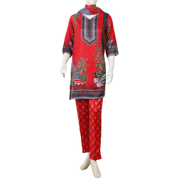 Women's Wash & Wear Unstitched 3pcs Suit - A2