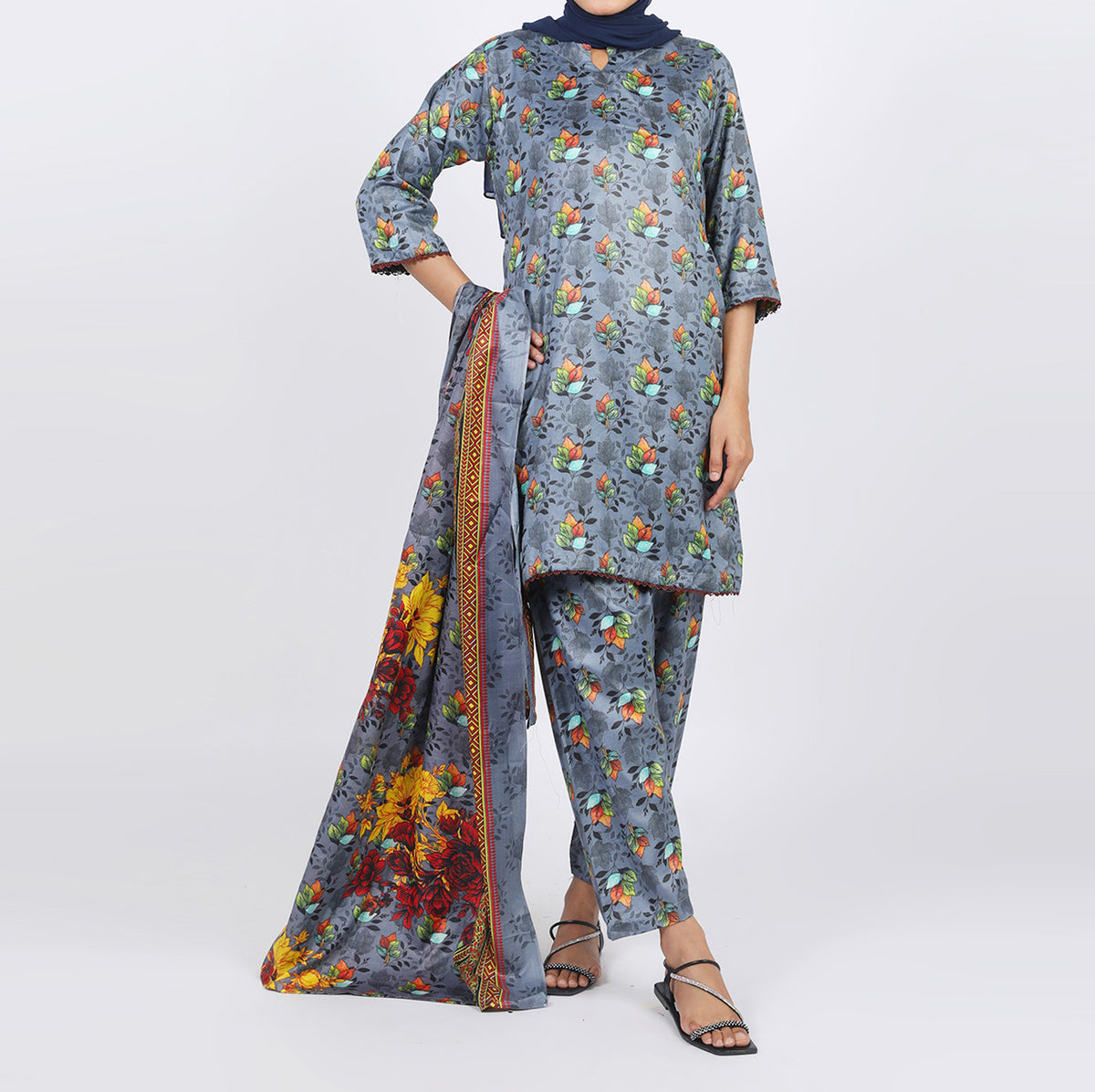 Shataj Febron Wash & Wear Unstitched Printed 3Pcs Suit - A2, Women, 3Pcs Shalwar Suit, Shataj, Chase Value