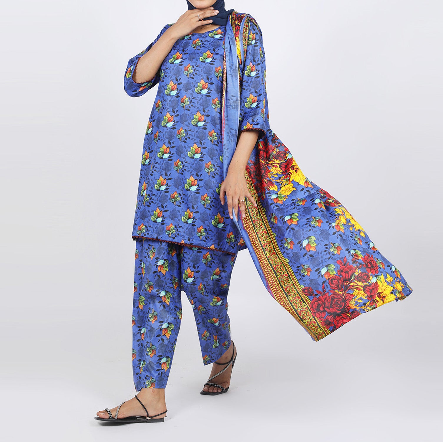 Shataj Febron Wash & Wear Unstitched Printed 3Pcs Suit - A3, Women, 3Pcs Shalwar Suit, Shataj, Chase Value