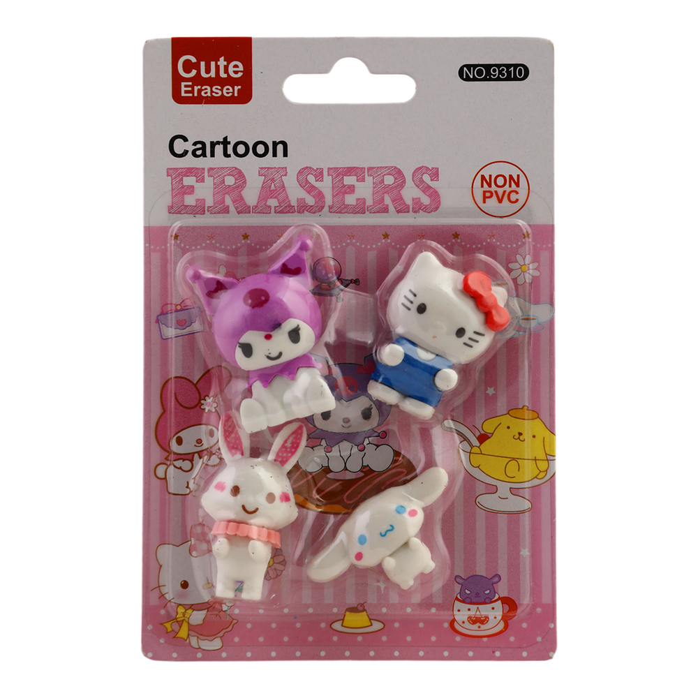 Cartoon Character Eraser Pack of 4, Stationery Supplies, Chase Value, Chase Value