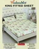 Valuables Printed Fitted Cotton Double Bedsheet with 2 Pillow Covers 180x102, Double Size Bed Sheet, Chase Value, Chase Value