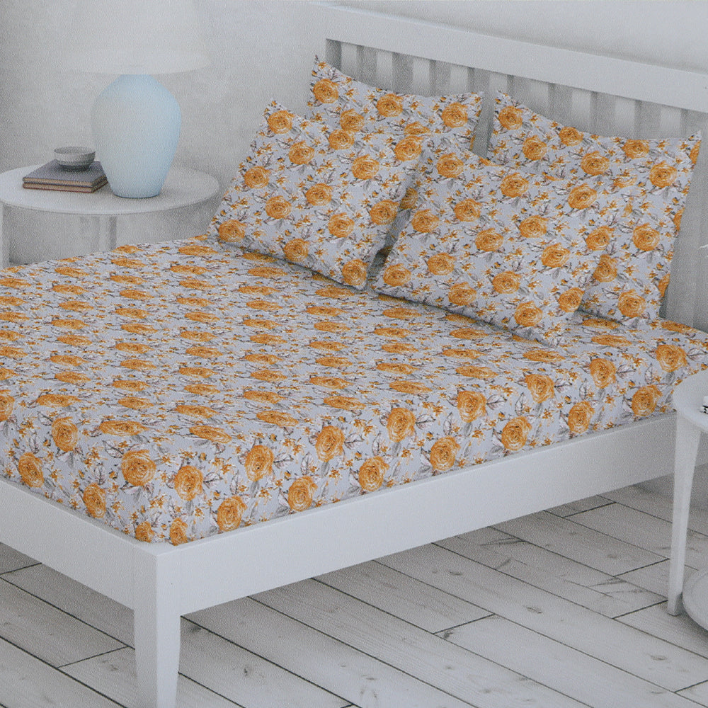 Percale Finish Fitted Sheet with 2 Pillow - Multi Color, Double Size Bed Sheet, Chase Value, Chase Value