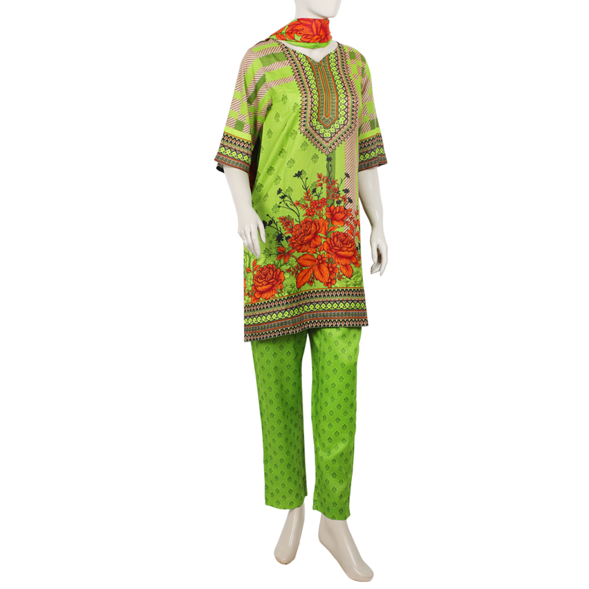 Women's Wash & Wear Unstitched 3pcs Suit - A5