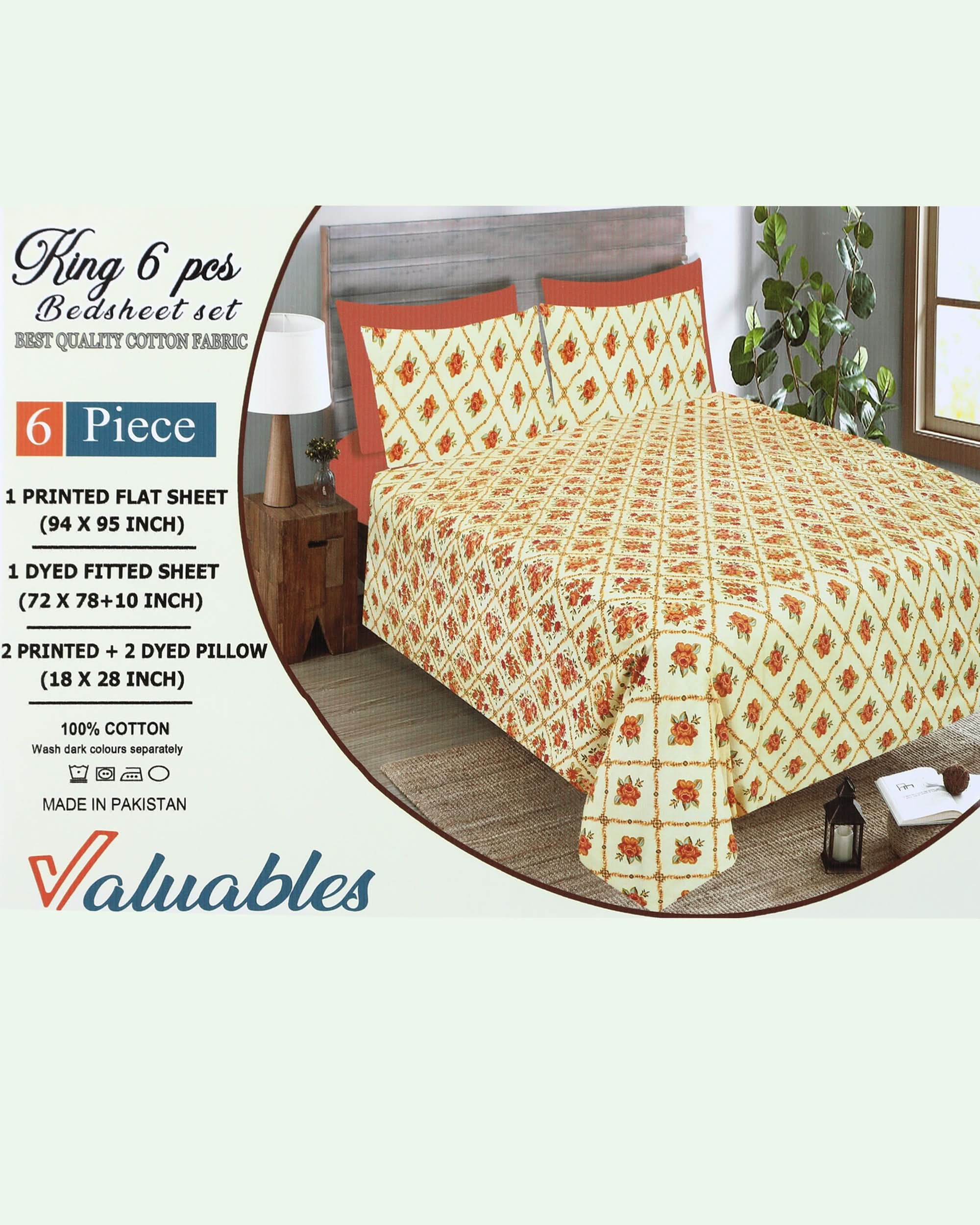 Valuables King Size 6 Pcs Combo Set, King Size Bed Sheet, Chase Value, Chase Value