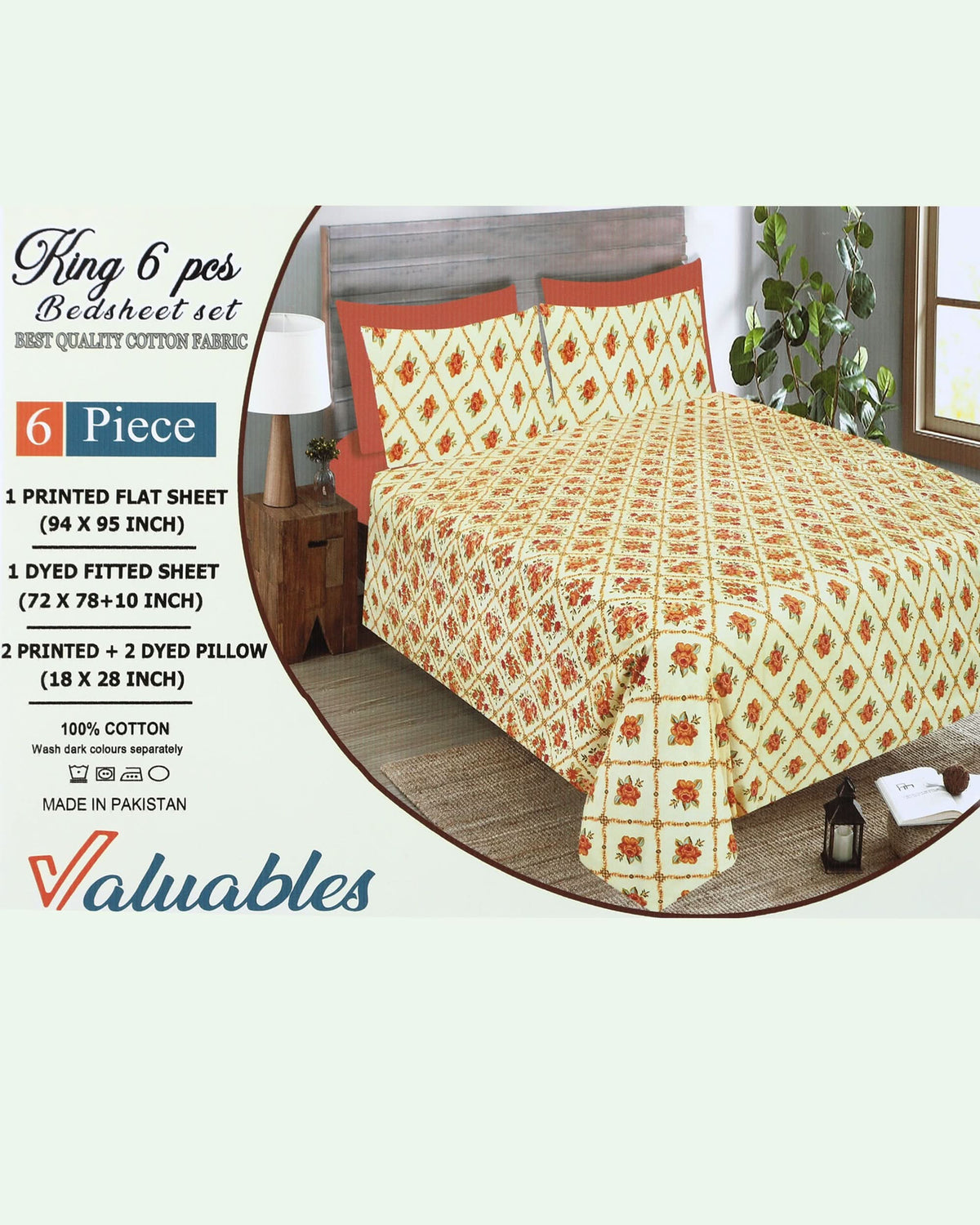 Valuables King Size 6 Pcs Combo Set, King Size Bed Sheet, Chase Value, Chase Value