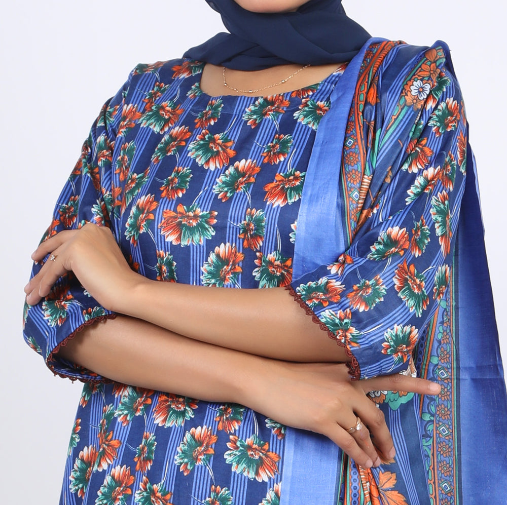 Shataj Febron Wash & Wear Unstitched Printed 3Pcs Suit - A5, Women, 3Pcs Shalwar Suit, Shataj, Chase Value