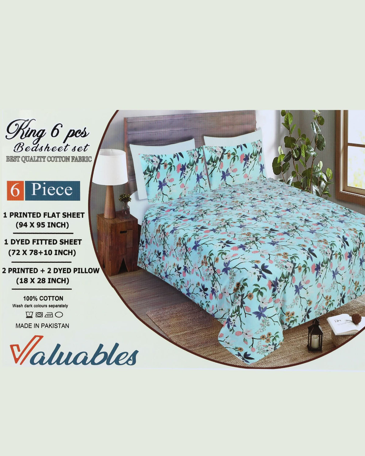 Valuables King Size 6 Pcs Combo Set, King Size Bed Sheet, Chase Value, Chase Value