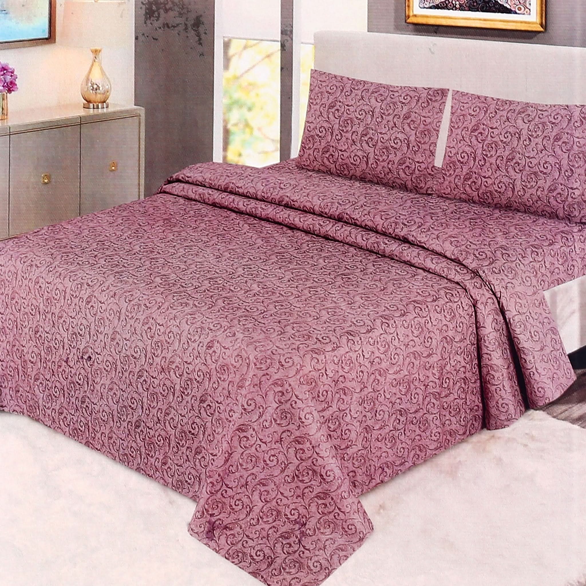 Valuable Soft Feel Double Bedsheet 3Pcs - A6, Double Size Bed Sheet, Chase Value, Chase Value