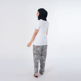 Women's Half Sleeves Knitted Night Suit - White & Black, Women Night Suit, Chase Value, Chase Value
