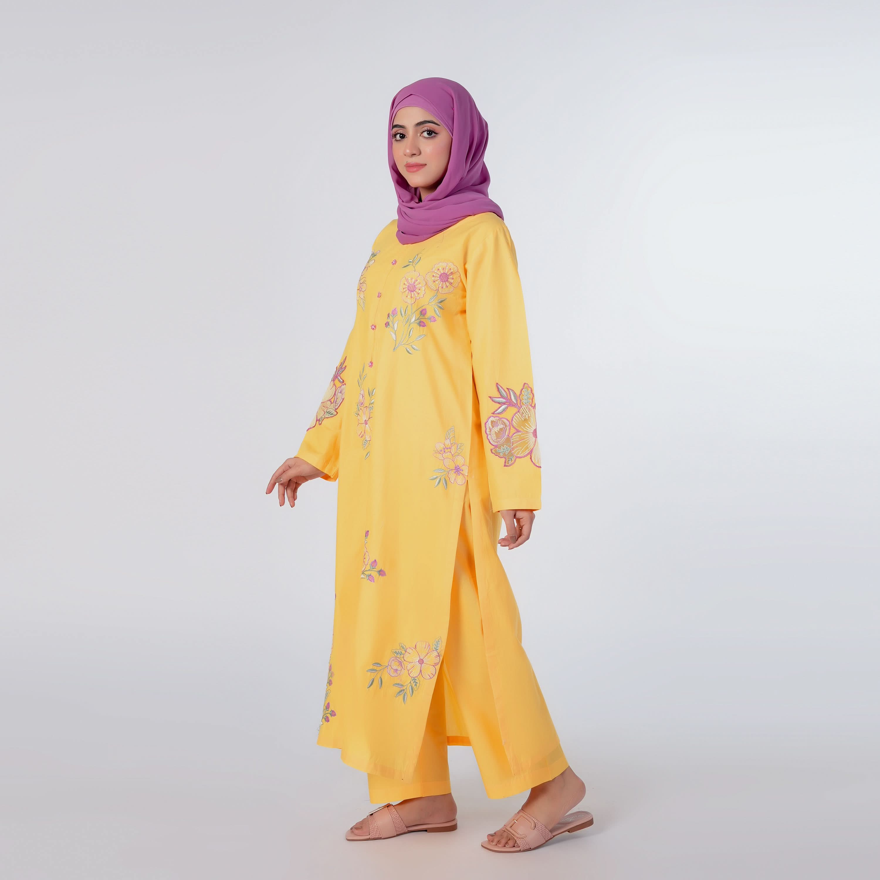 Women's Cotton Embroidered 2Pcs Suit - Yellow, Women Shalwar Suits, Chase Value, Chase Value