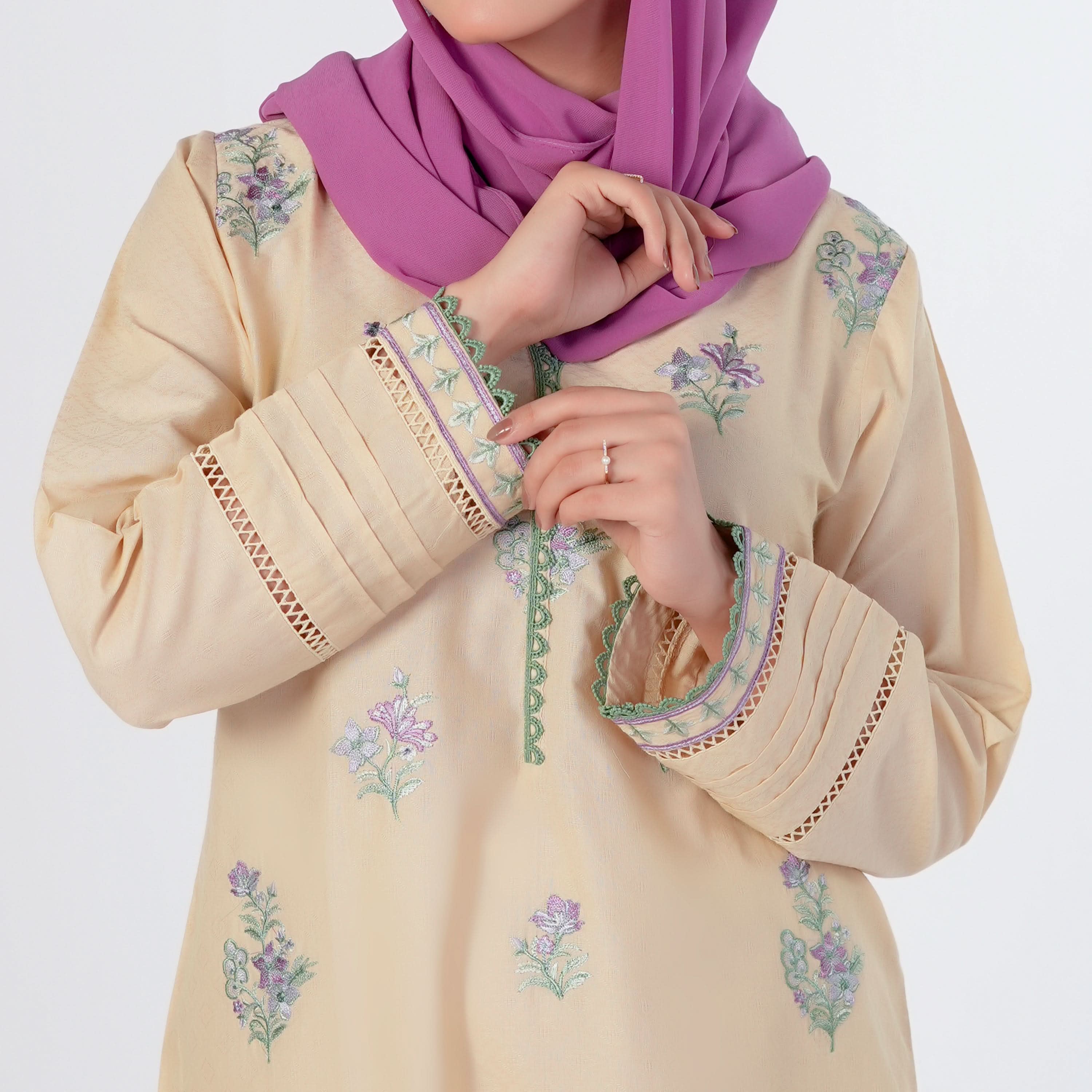Women's Embroidered 2Pcs Shalwar Suit - Beige, Women Shalwar Suits, Chase Value, Chase Value