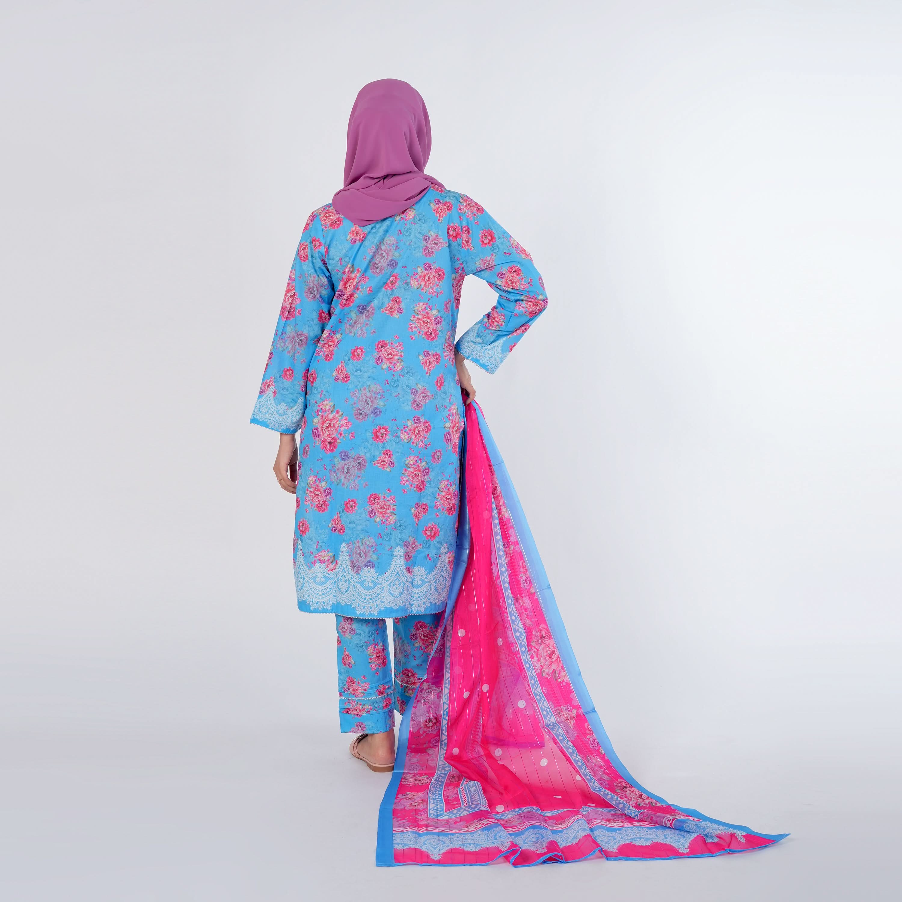Women's Printed Shalwar Suit - Blue, Women Shalwar Suits, Chase Value, Chase Value